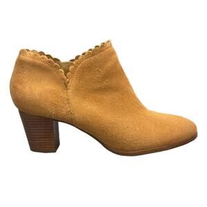 Jack Rogers Marianne Tan Suede Western Stacked Heel Ankle Bootie Women 9.5